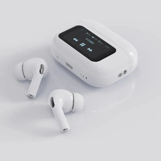 White Earbuds Air Pods A9 Pro noise cancelling earbuds white color
